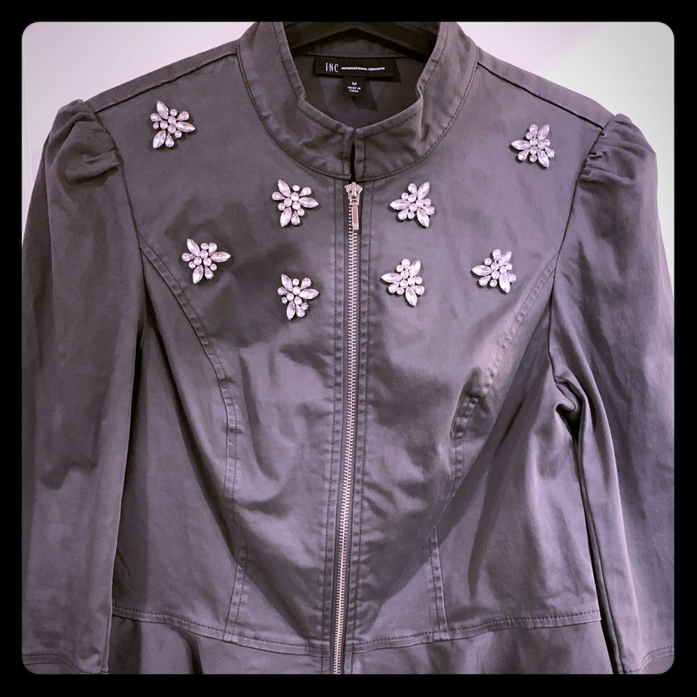 NWOT INC Bejeweled Peplum Jacket